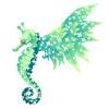 Teal Glitter Featherwing Seahorse
